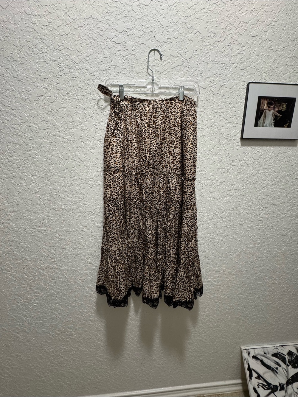SilkLand Leopard Print Tiered Maxi Skirt - Beige & Brown